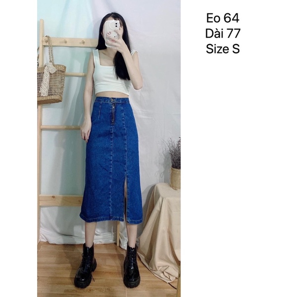 VÁY JEANS 2HAND FORM DÀI VỪA