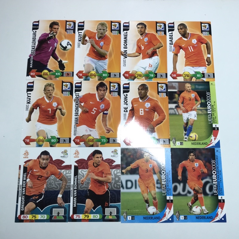 Set 12 thẻ cầu thủ bóng đá đội tuyển Hà Lan 2008, 2010, 2012 cúp châu Âu cúp thế giới