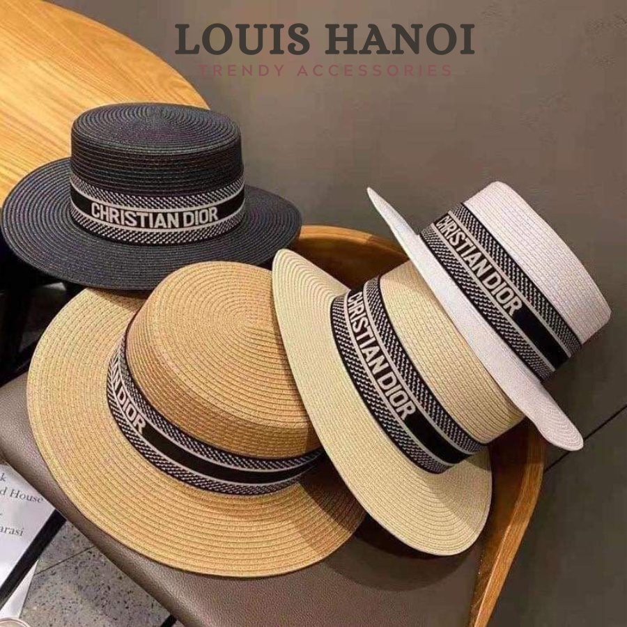 Nón Cói Vành Tròn Đai DIOR Cá Tính - Mũ Cói Đi Biển Nữ Vành Nhỏ Đẹp, Sang Chảnh (Hình Ảnh Thật)