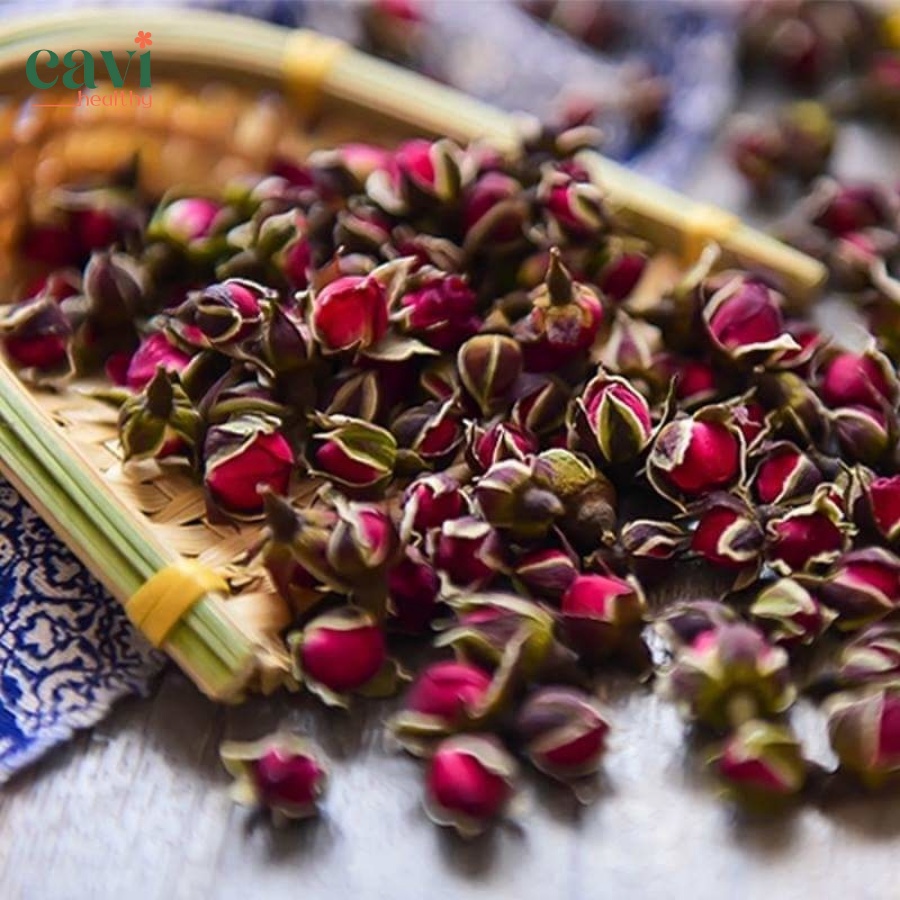 Lọ Trà Hoa Hồng Tây Tạng Sấy Khô Nguyên Nụ Thơm Đẹp Cavi Healthy Giảm Stress, Thải Độc