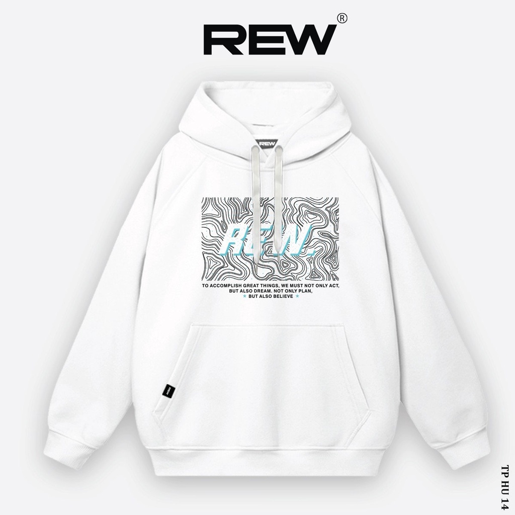 Áo Hoodie REW Nam Nữ trơn form rộng Unisex mẫu REW SÓNG HD14