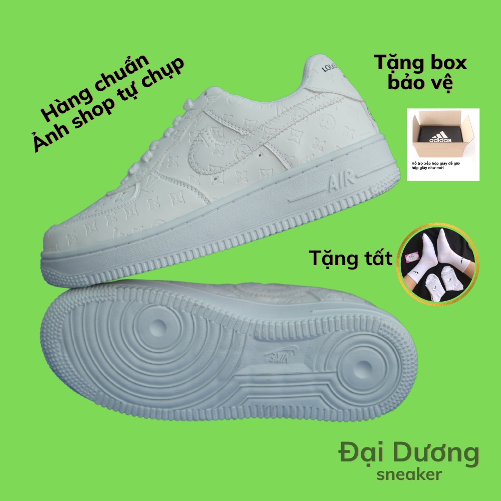 Giày thể thao AIR FORCE 1 lv trắng hàng cao cấp AF1 lv trắng bản đẹp bao thị trường trong tầm giá không có hàng đẹp hơn