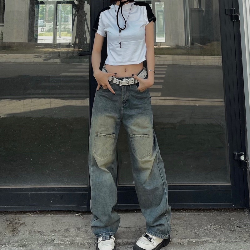 Quần jeans 6 TÚI VUÔNG CHÉO màu siêu lạ, form cho cả nam và nữ