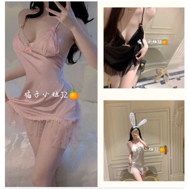 Đầm Ngủ Hai Dây Bằng Lụa Phối Ren Quyến Rũ Cho Nữ