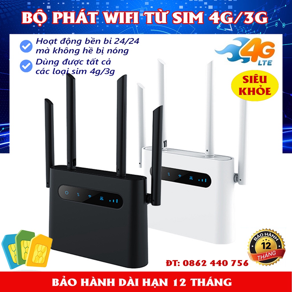 Cục phát wifi 4G, bộ phát wifi từ sim 4G, cắm điện 24/24, Tặng kèm dây LAN bấm sẵn 2 đầu | BigBuy360 - bigbuy360.vn