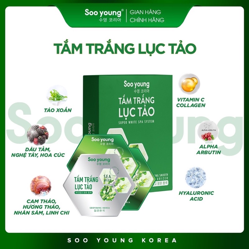 Tắm Trắng Lục Tảo Soo Young 3 Gói x 15ml