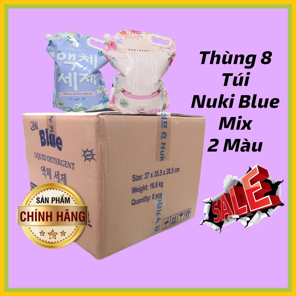 RẺ VÔ ĐỊCH Thùng nước giặt Hàn Quốc 8 túi mix 2 màu Nuki Blue phiên bản có