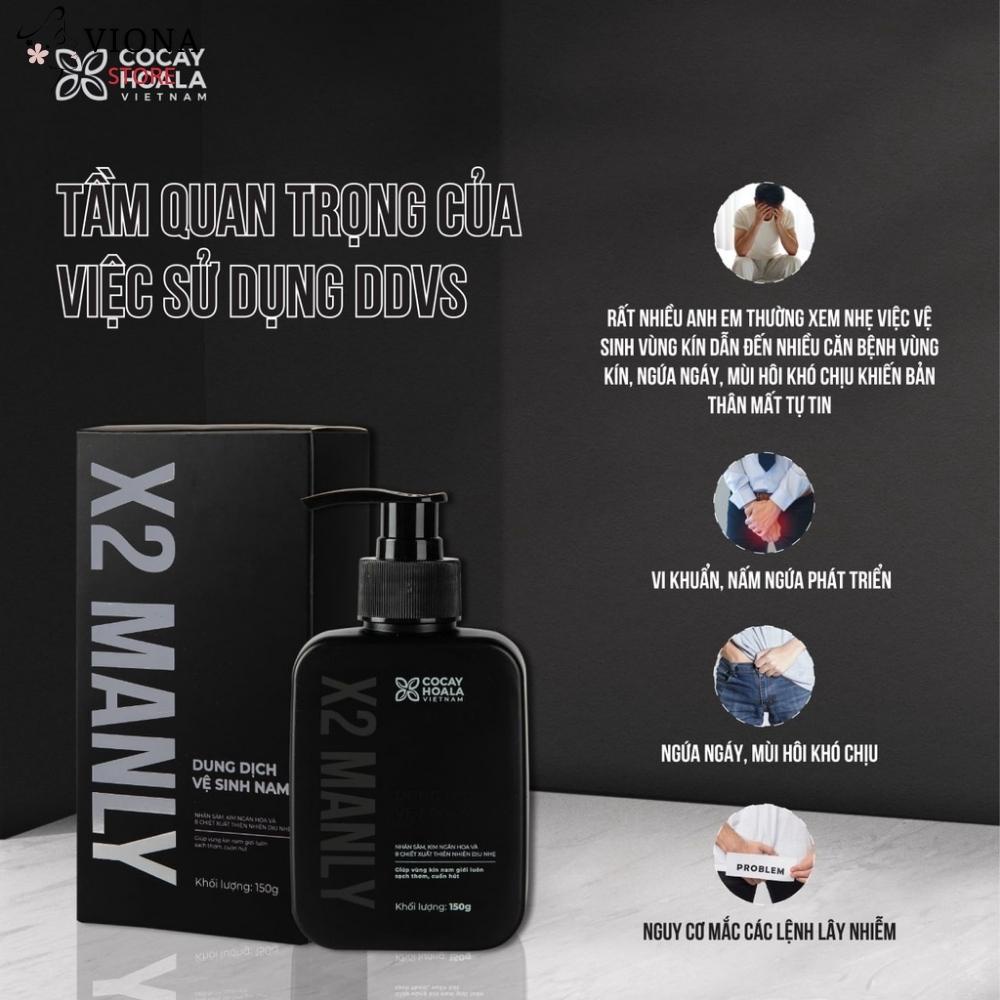 Combo 2 Gel Vệ Sinh Nam X2 Manly - Làm sạch sâu Giúp trẻ hóa cậu nhỏ với dung tích 150g Cocayhoala Ddvs Phụ Khoa Nam