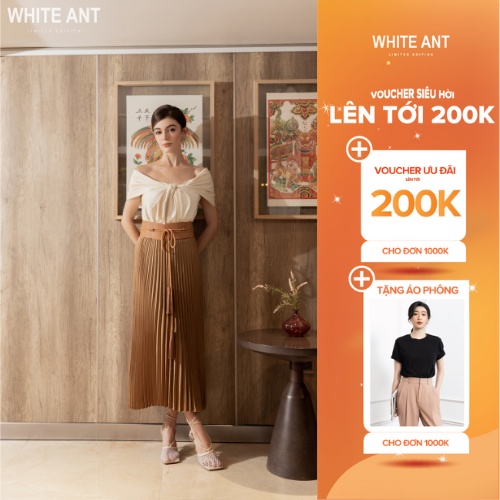 Sơ Mi Trễ Vai Nữ White Ant Chất Liệu vải Organic Cotton, Hàng Thiết Kế Cao Cấp 170300054.002