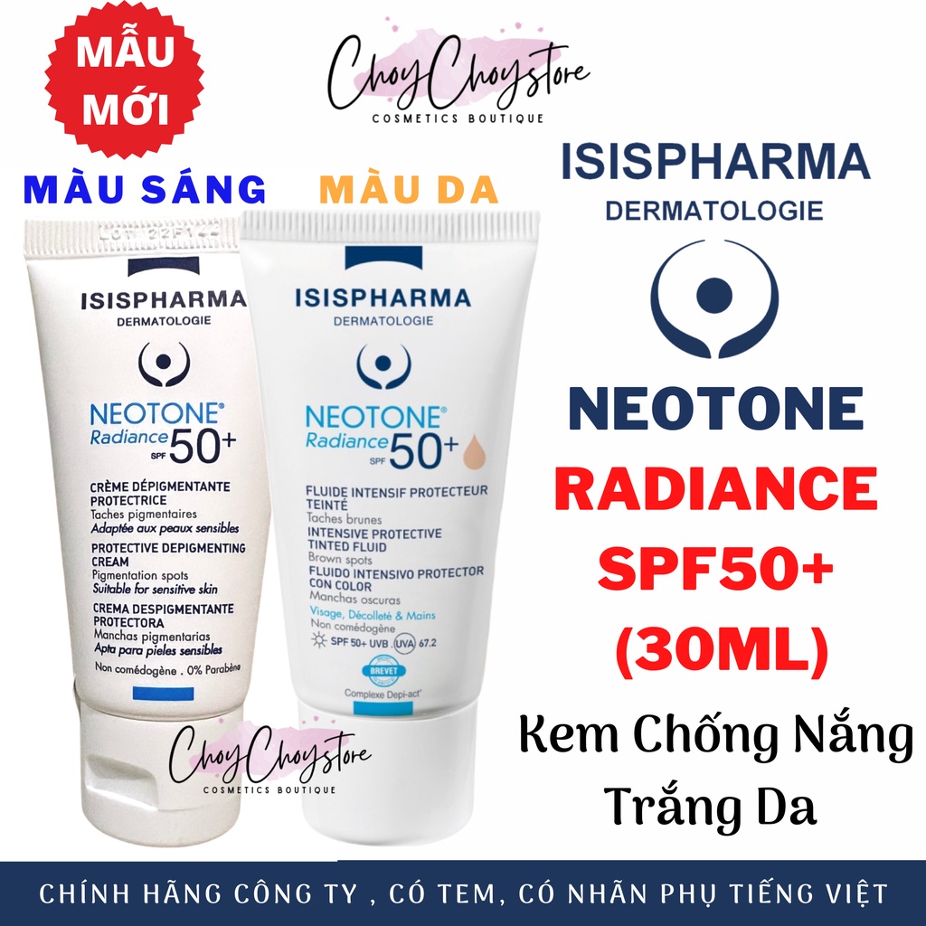 [TEM CTY] Kem dưỡng trắng da ISIS Pharma Neotone Radiance SPF50+ 30mL - kết hợp với chống nắng