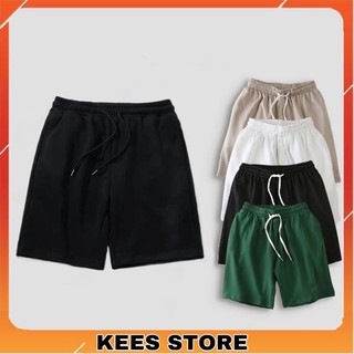Quần short thun basic trơn đen da cá unisex thể thao nam nữ