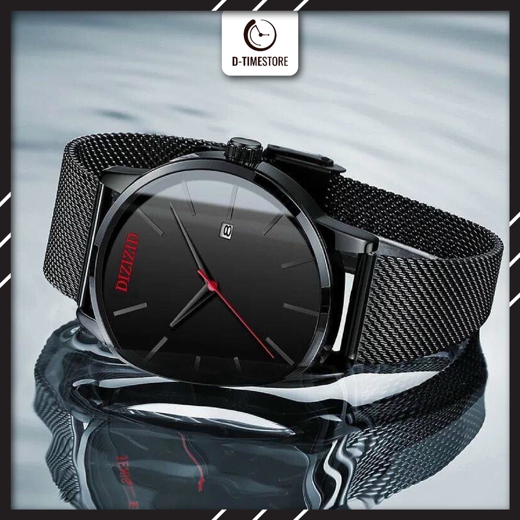 Đồng Hồ Nam DIZIZID Kim Đỏ Dạ Quang, Dây Titanium Thời Trang Cao Cấp - DTime STORE