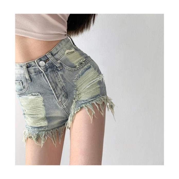 Quần short nữ Denim lưng cao rách ít ống rộng, quần sooc bò gợi cảm cho nữ Kimee MQ020 | BigBuy360 - bigbuy360.vn