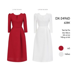 Đầm xoè nữ cổ tròn dài tay công sở LYNTRAN DX-2496D