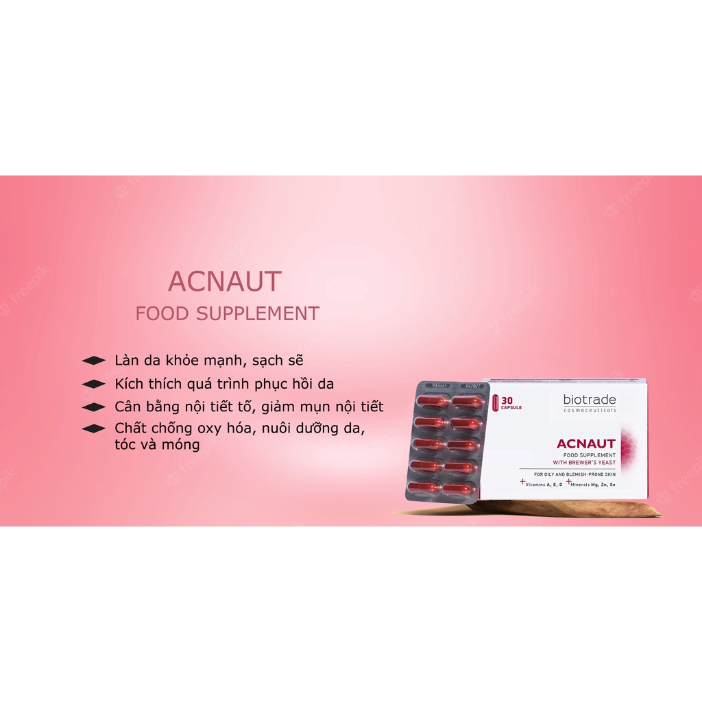 Hàng Công Ty BIOTRADE Giảm Mụn Viên Uống BIOTRADE Acnaut Food Supplement Chính Hãng