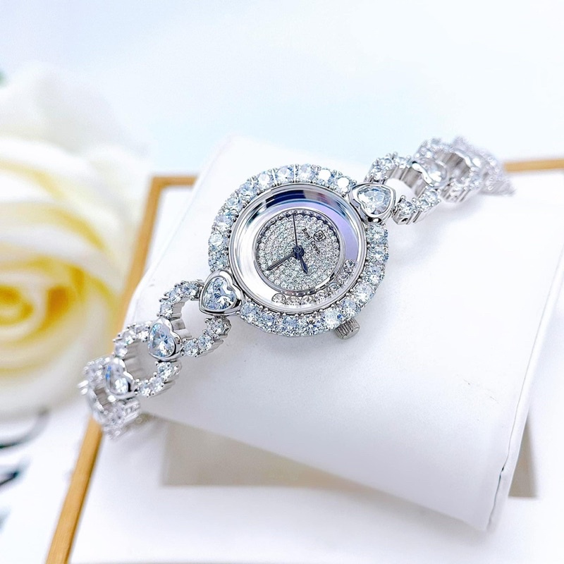 Đồng hồ nữ chính hãng Royal Crown 6255 mặt tròn siz 32mm đính full đá