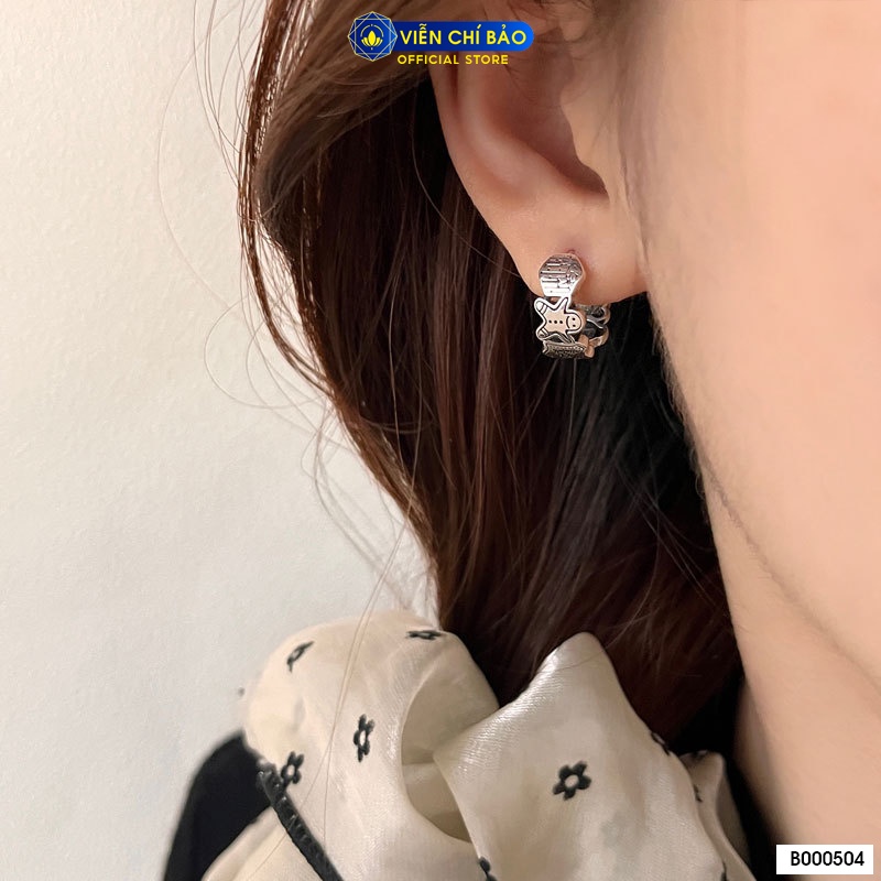 Bông tai bạc nữ thỏ gấu chất liệu bạc Thái 925 thời trang phụ kiện trang sức Viễn Chí Bảo B000504