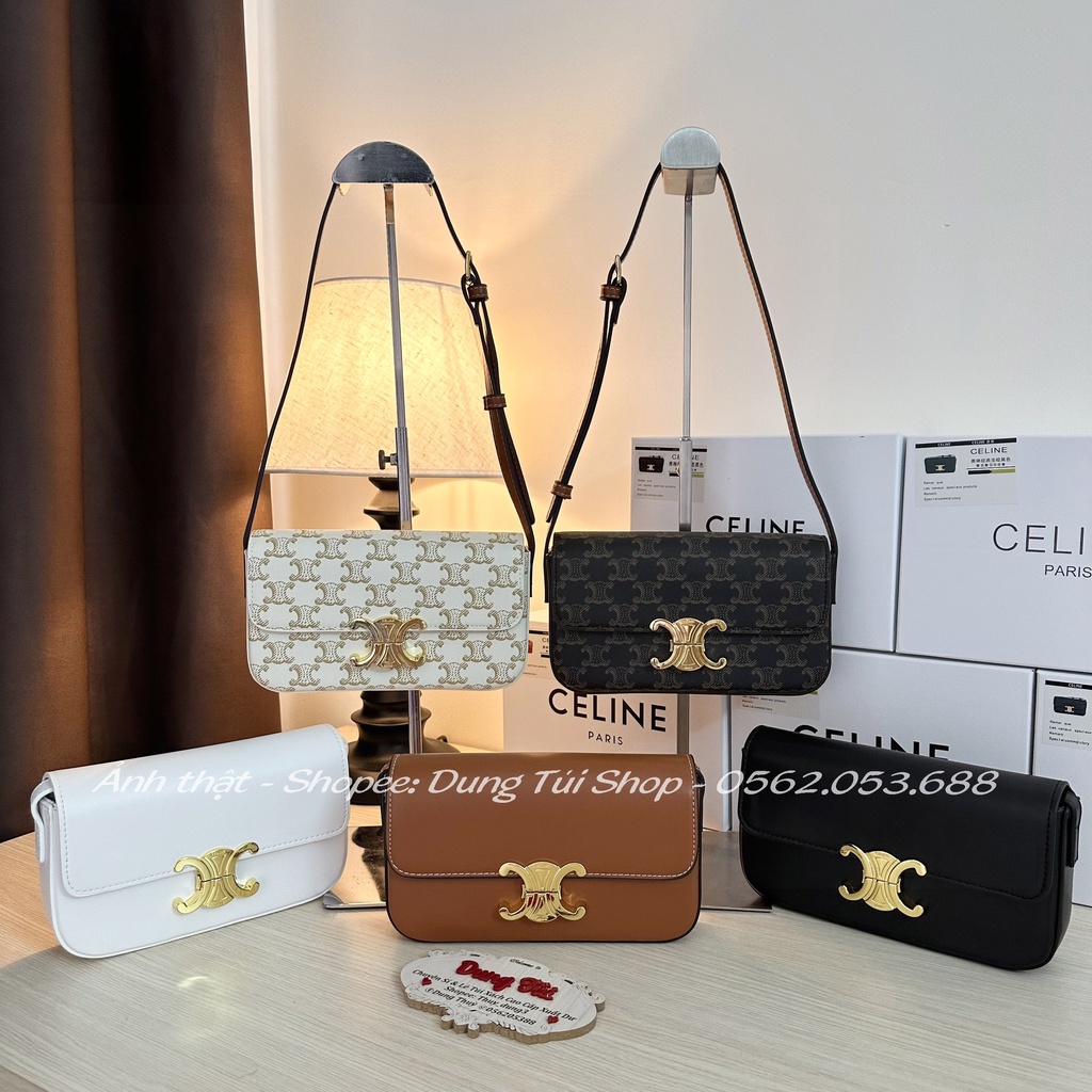 Túi nữ celin kẹp nách + đeo vai size 20 form nhỏ gọn có hộp form chữ nhật