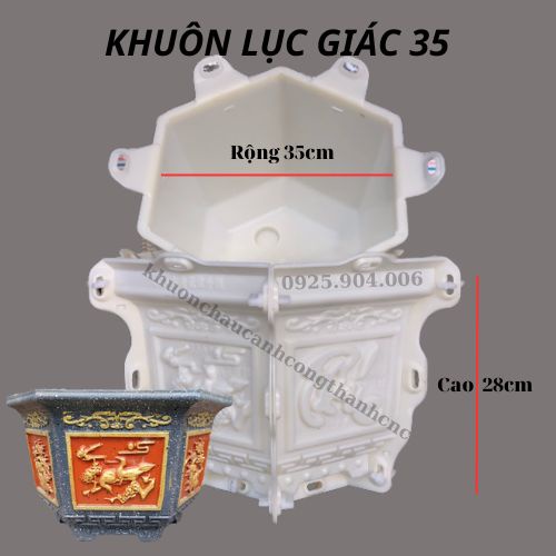 Khuôn đúc chậu cảnh lục giác 35 phúc + lộc + thọ + chim điểu, Phù hợp trồng cây cảnh bonsai mới 100% nhựa ABS cao cấp