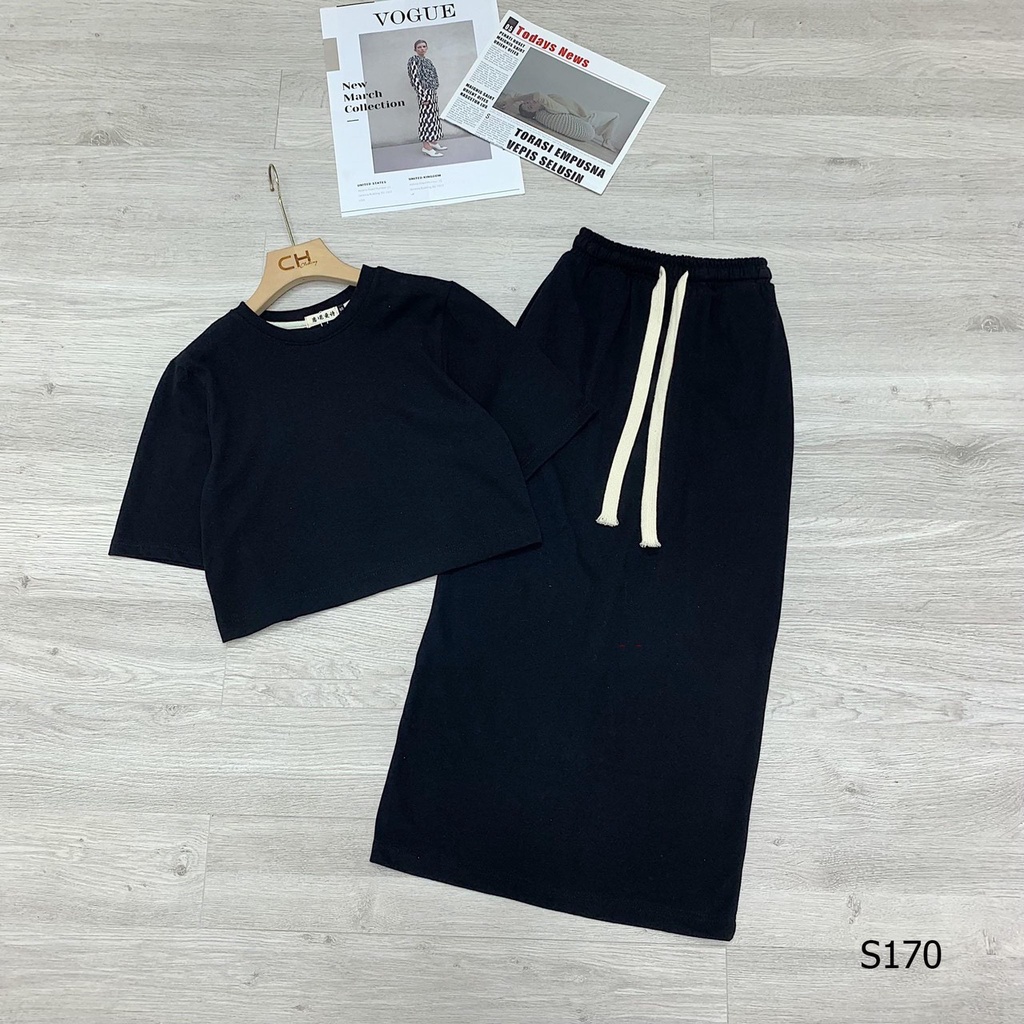 Set áo + chân váy cotton khô 4 màu siêu xinh full size SMLXL Jullie.De' Clothing