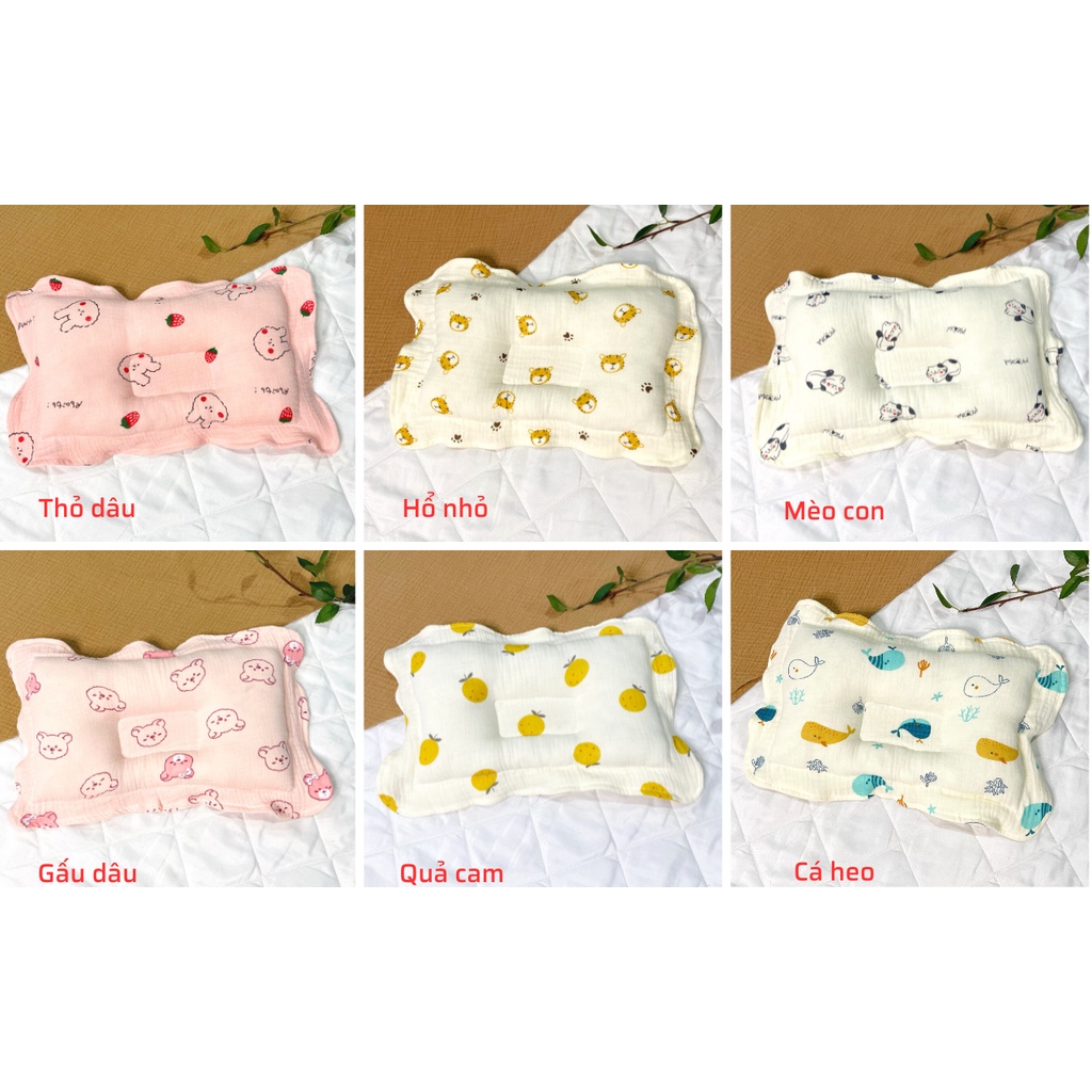 Gối Xô Sơ Sinh Chữ Nhật Muslin