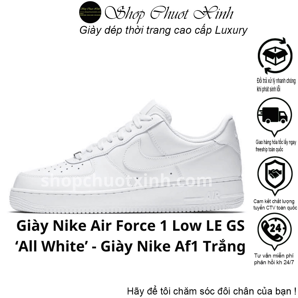 Giày af1 full trắng cổ thấp bản trung cao cấp đủ túi hôp phụ kiện full size nam nữ box bv shopchuotxinh