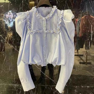 Sơ mi tiểu thư đính hạt tay bồng