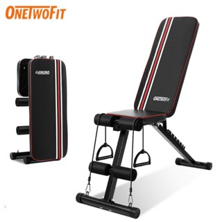 OneTwoFit Ghế tập tạ gập bụng chống đẩy đa năng có thể gấp lại  điều chỉnh độ nghiêng chuyên dụng