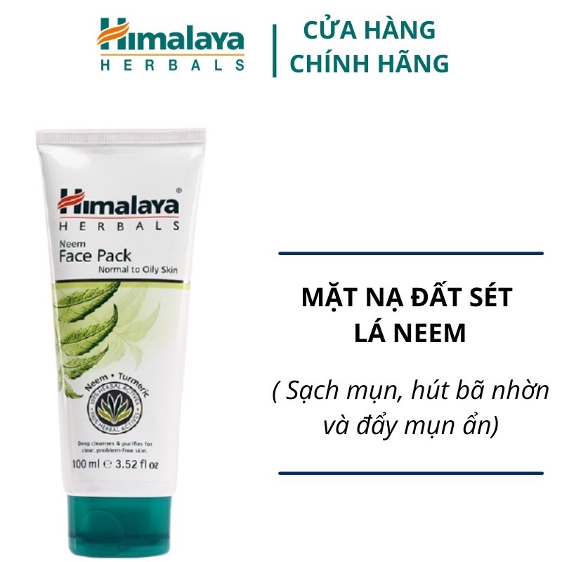 Mặt nạ đất sét lá neem loại bỏ mụn, bã nhờn và mờ thâm Himalaya Neem Face Pack 100ml