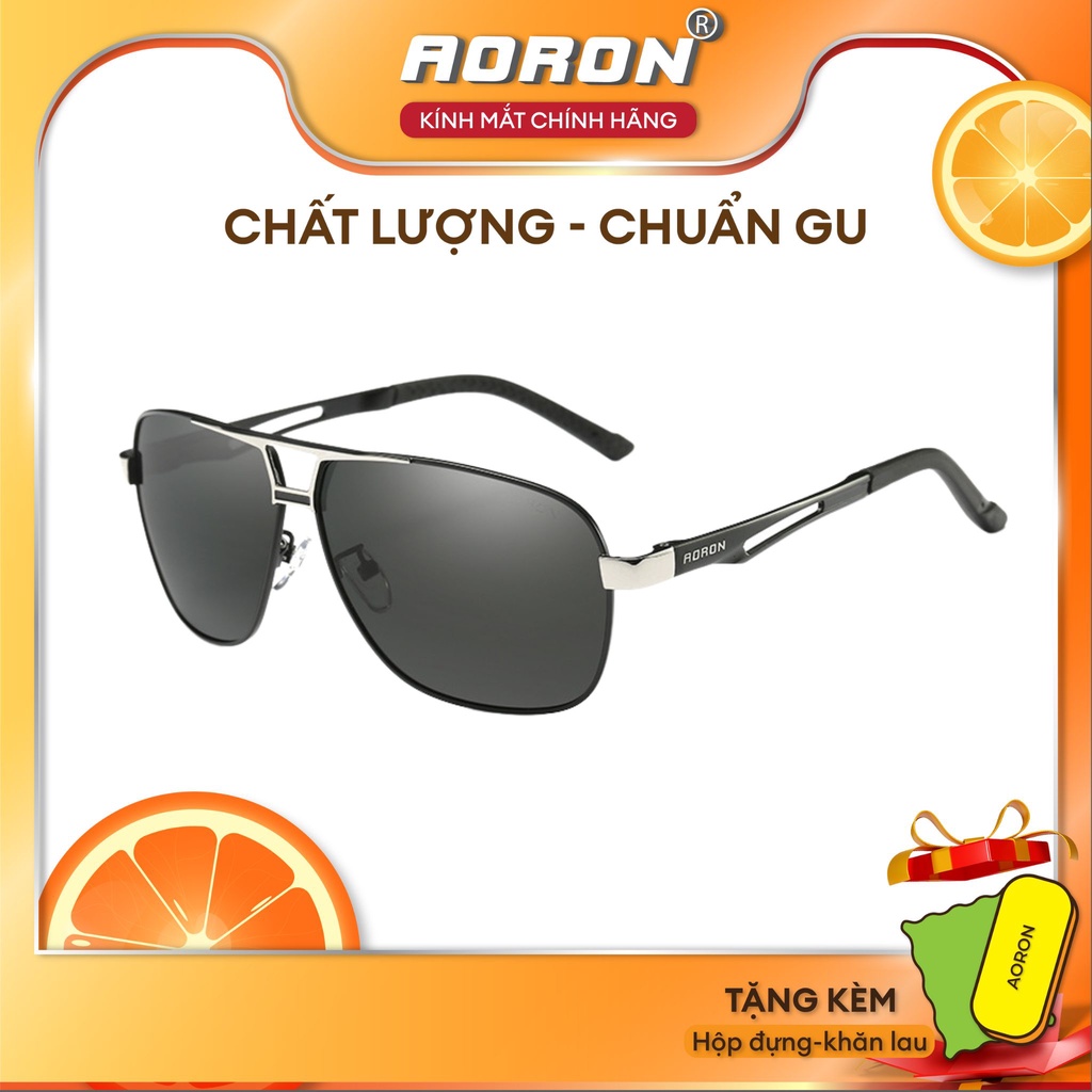 Kính Mát Nam AORON Gọng Kim Loại Cao Cấp, Mắt Kính Phân Cực Chống Tia UV Chống Chói Bảo Vệ Mắt Khi Lái Xe - AK058