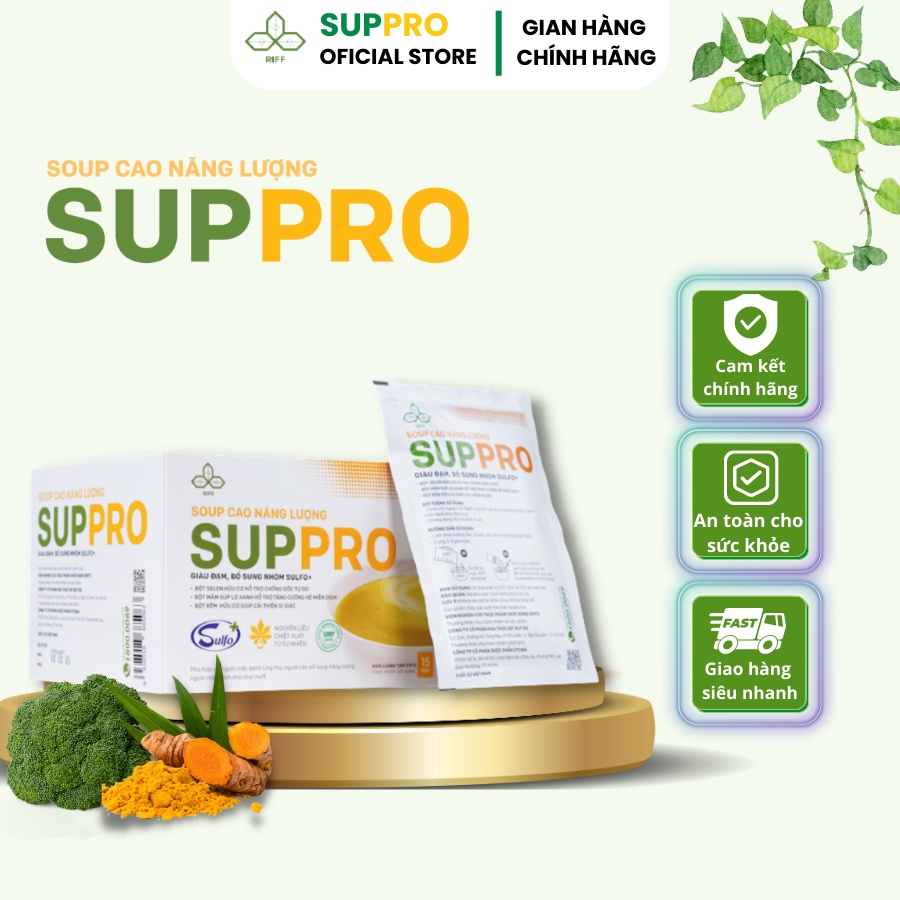 Soup Cao Năng Lượng SUPPRO Cho Người Kém Ăn, Người Mới Ôm Dậy, Người Ung Thư, Người Bị Tiểu Đường, Ăn Chay 15 Gói/Hộp
