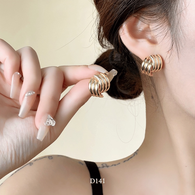 Bông tai tròn dạng xoắn cá tính kiểu dáng retro thanh lịch - Mely 1442