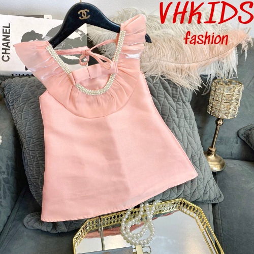 {HÀNG HOT} Váy đầm bé gái Vhkids chất TaFa cao cấp đính dây ngọc, thắt nơ 2 màu cực dễ thương