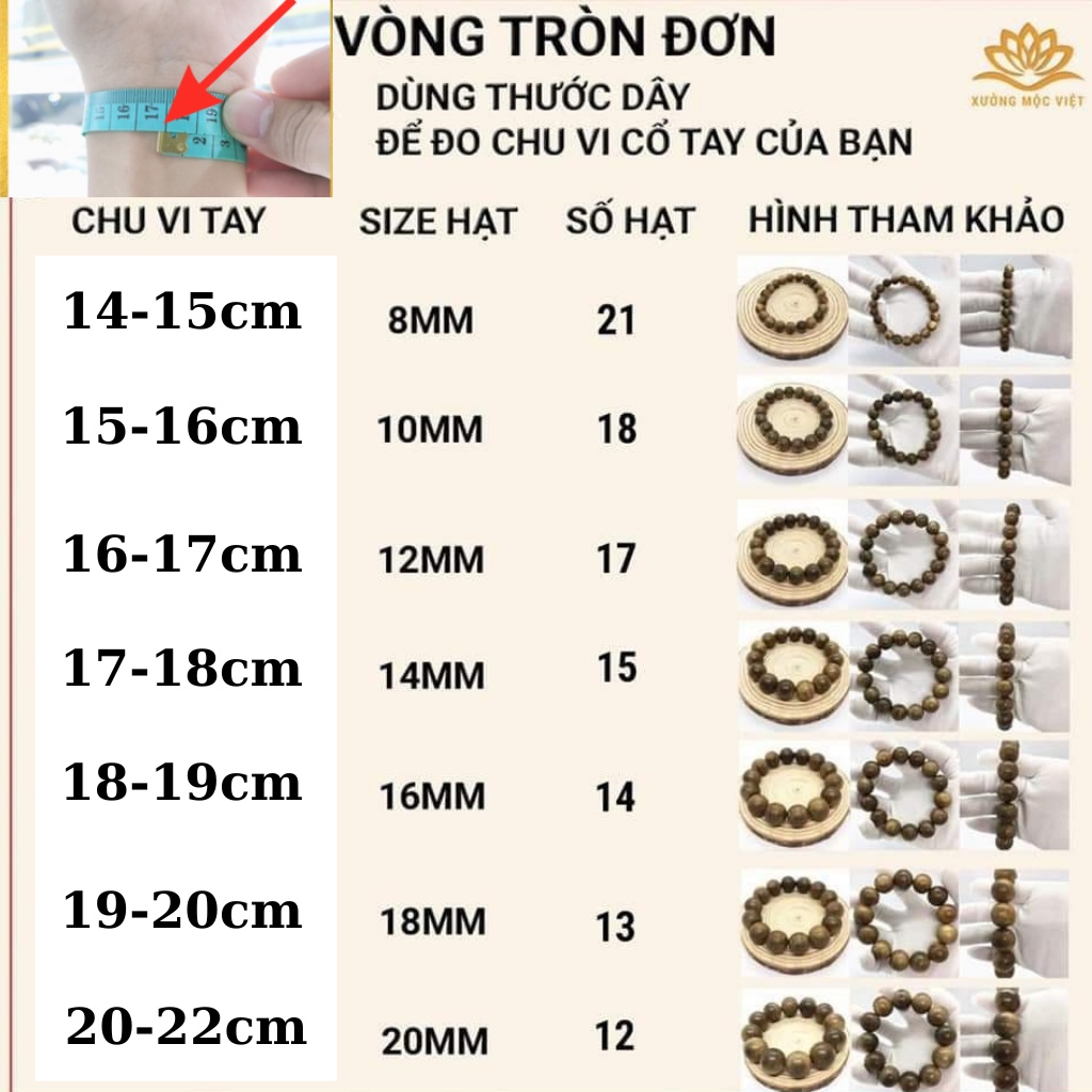 Vòng Tay Trầm Hương Tròn Đơn Xưởng Mộc Việt - Trầm Tóc Kiến Tự Nhiên Size 8 - 20MM