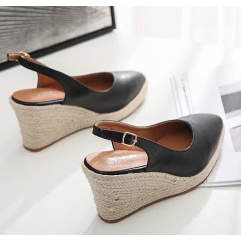 Giày Cao Gót Sling Dáng Xuồng Da Thật