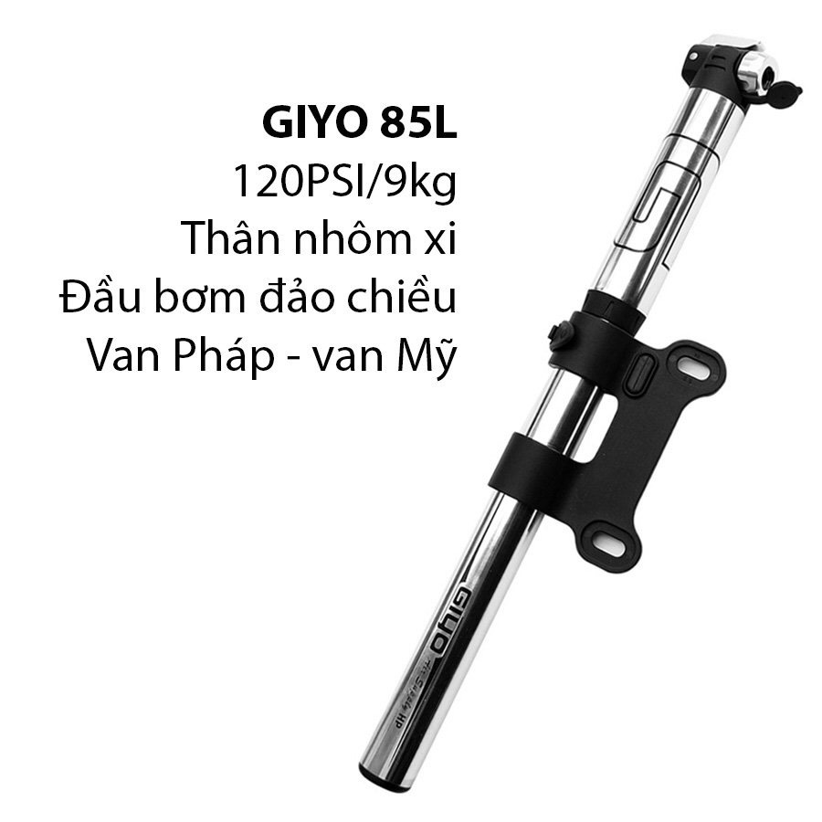 Bơm Xe Đạp Giyo GP-85L - BƠM MINI TREO XE GIYO, ĐẦU BƠM THÔNG MINH