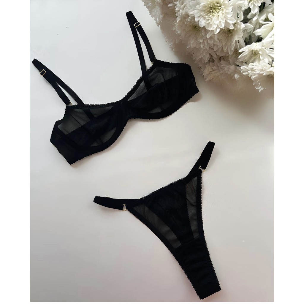 Bộ Đồ Lót Lưới Dẻo Mịn Co Giãn 4 Chiều Không Mút | BigBuy360 - bigbuy360.vn