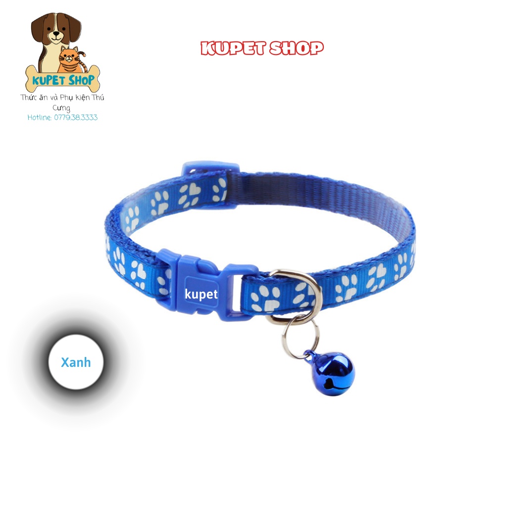 Vòng Cổ Cho Chó Mèo Chuông Bấm In Hình Dấu Chân - KUPETSHOP