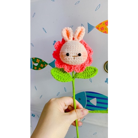 Hoa đan len thú hình con thỏ