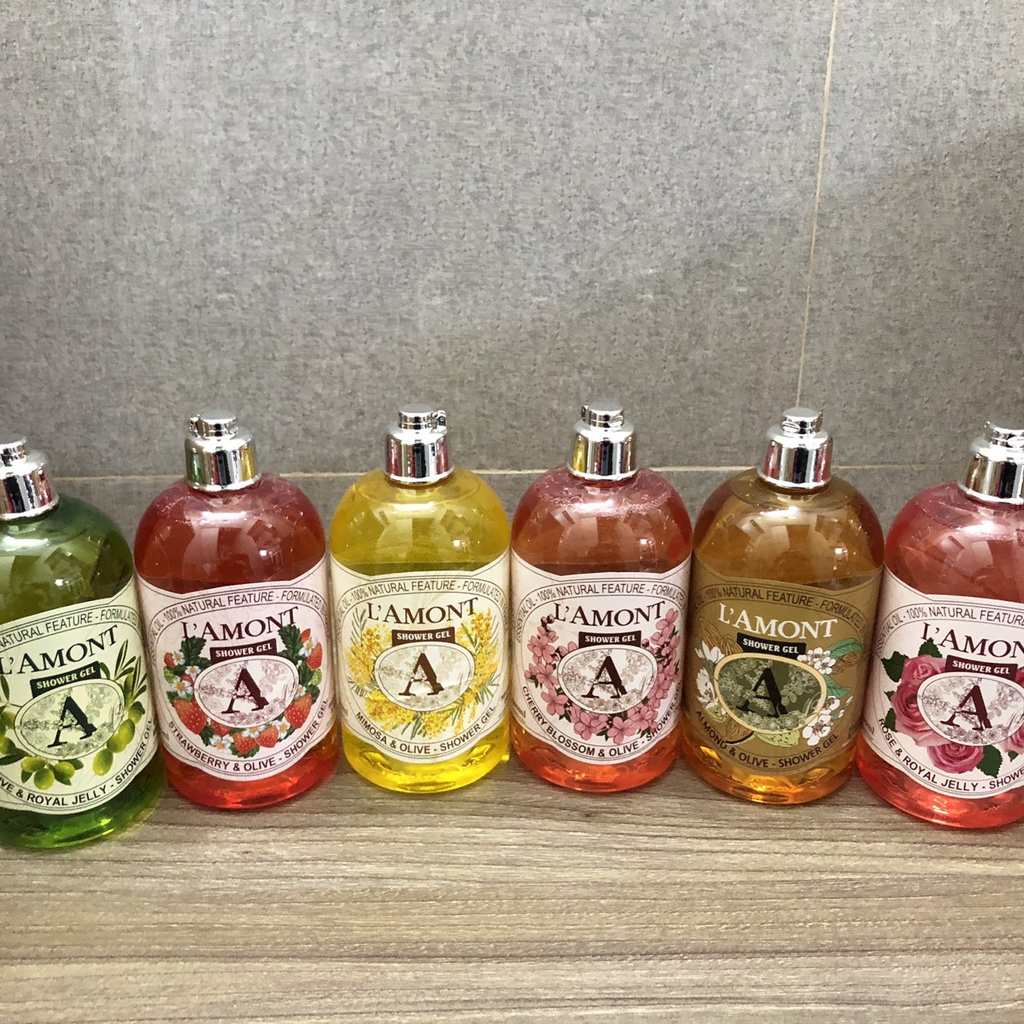 Sữa Tắm L'Amont En Provence Hương Hoa Hồng/ Hoa Anh Đào/ Hạnh Nhân/ Olive/ Dâu Tây/ Mimosa 1000ml