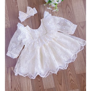 Váy ren Bé Gái Sơ Sinh MIN BOUTIQUE. Đầm Công Chúa Tặng kèm Mũ. Đầm Đầy Tháng, Thôi Nôi Cho Bé Gái từ 0 đến 12 Tháng