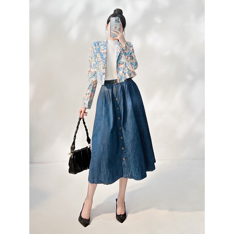 Vest blazer croptop hoa hồng pastel