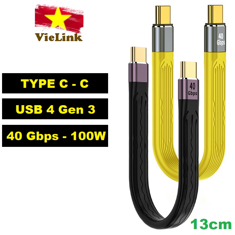 Cáp dữ liệu sạc nhanh Vielink Type C to C, tốc độ truyền file 40Gpbs