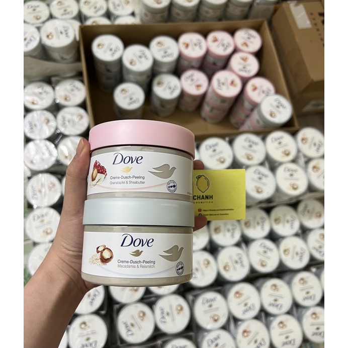 Tẩy da chết toàn thân Dove Exfoliating Body Polish mềm mịn da không bị rát đau da sáng da TDC body bản Đức 225ML