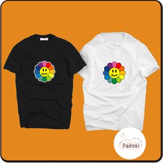 Áo thun nam nữ tay lỡ cotton in hình bông hoa sặc sỡ drew
