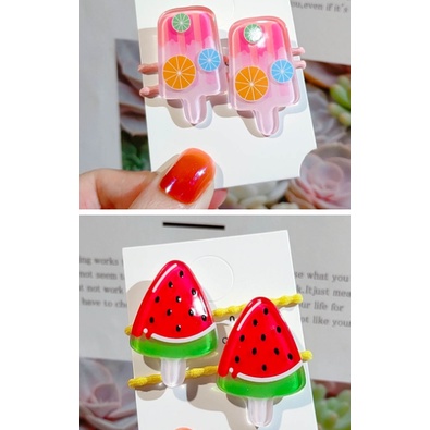 [Hàng sẵn 52] Set 2 Dây Cột Tóc Hình Que Kem Mát Lạnh Đáng Yêu Cho Bé