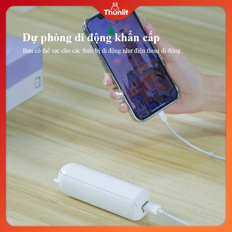 Quạt gấp di động Thunlit bỏ túi mini 2000mah ngoài trời có thể sạc lại có thể điều chỉnh 270°