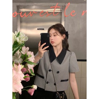  Áo Sơ Mi Tay Ngắn Nữ Lamo Design Áo SơMi Thiết Kế Nữ Hoạ Tiết Ziczac Vải Lụa Mềm Mượt Cổ Phối Đen Trắng Xinh Xắn B997 