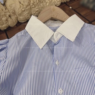 Croptop Sơ Mi Tay Dài Kẻ Sọc
