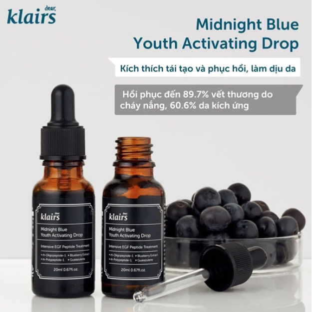 Tinh Chất Dưỡng Da, Phục Hồi Da Ban Đêm Klairs Midnight Blue Youth Activating Drop (20ml)